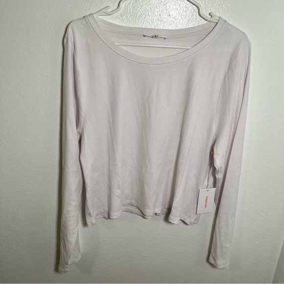Good American Long Sleeve Cropped Crewneck Top White - Picture 3 of 15